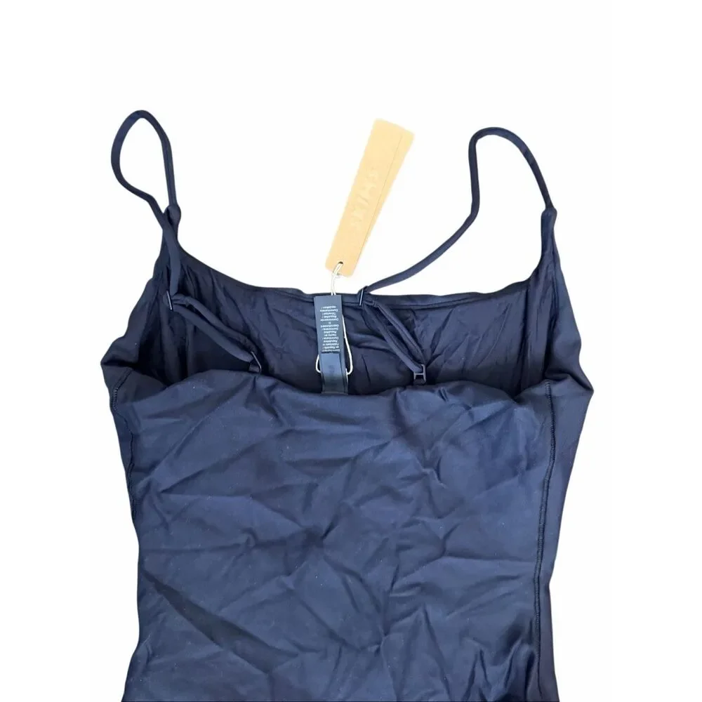 SKIMS Classic Swim Square Neck Scoop One Piece Swimsuit Obsidian Black Small